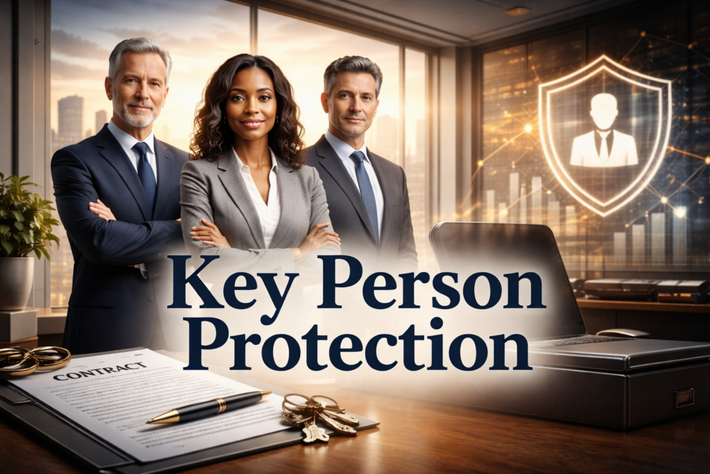 Key Person Protection insurance safeguarding essential executives and critical business leaders to support continuity and financial stability.