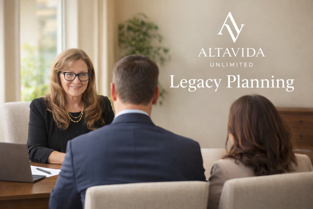 Consulting with clients - Legacy Planning -Altavida Unlimited